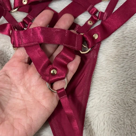 Honey Birdette Stephanie Red Bra Thong Set - 36DDD/F - Picture 13 of 13